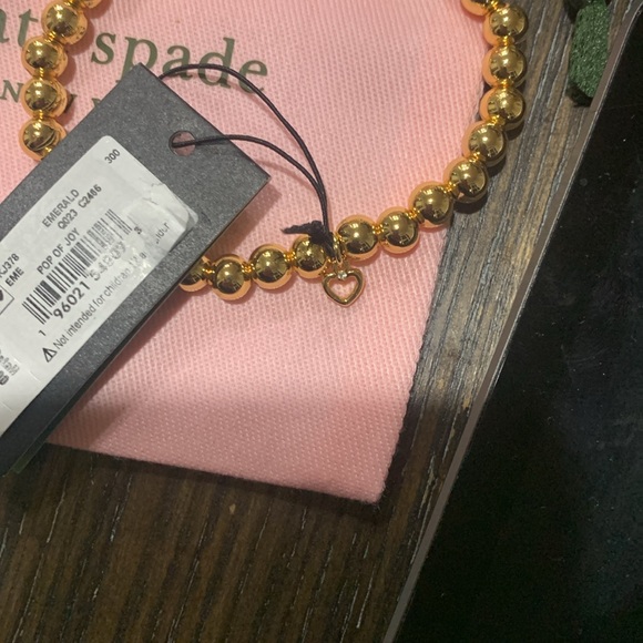 Kate Spade Pop of Joy Gold Toned Stretch Bracelet with Green CZ NWT - Picture 3 of 7